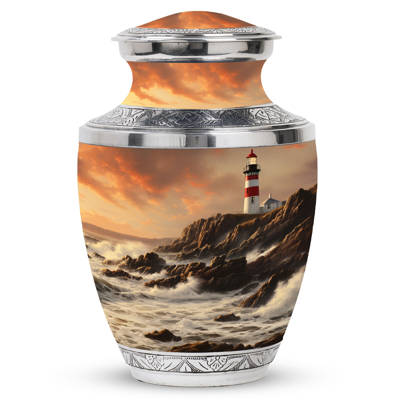 Small Urns For Ashes Adult Female Lighthouse With Sunrise (10 Inch) Large Urn