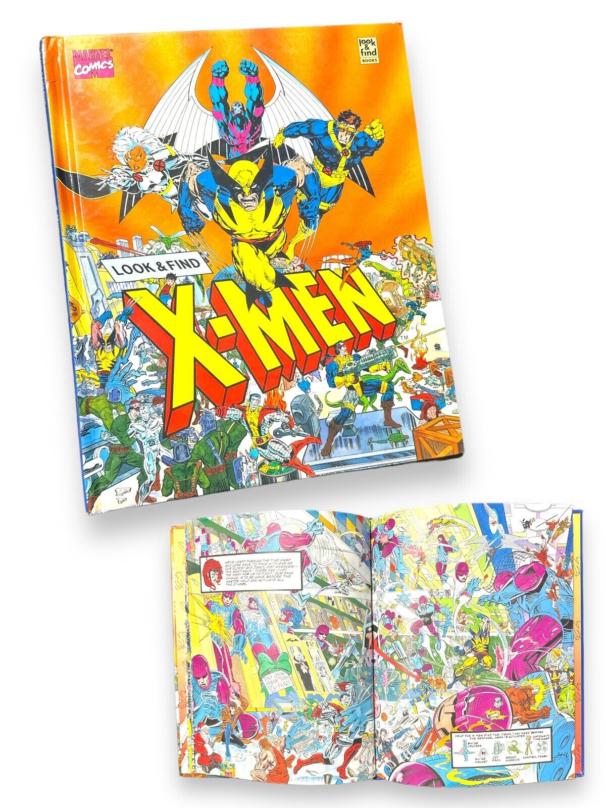 X-Men: Look and Find Book Marvel Comic Team Hard Cover Book Vintage 1992 USA 