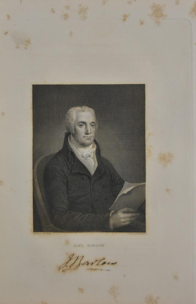 Antique Minister to France Joel Barlow 1834 Engraving Art Original