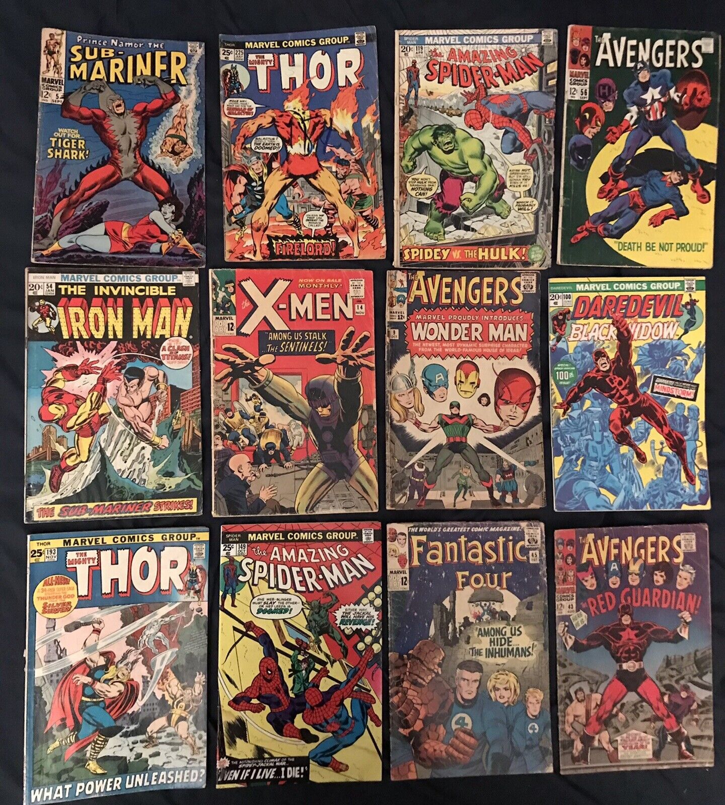 HUGE MARVEL lot of 12 KEY comics: X-Men #14, Fantastic Four #45, Avengers #9...