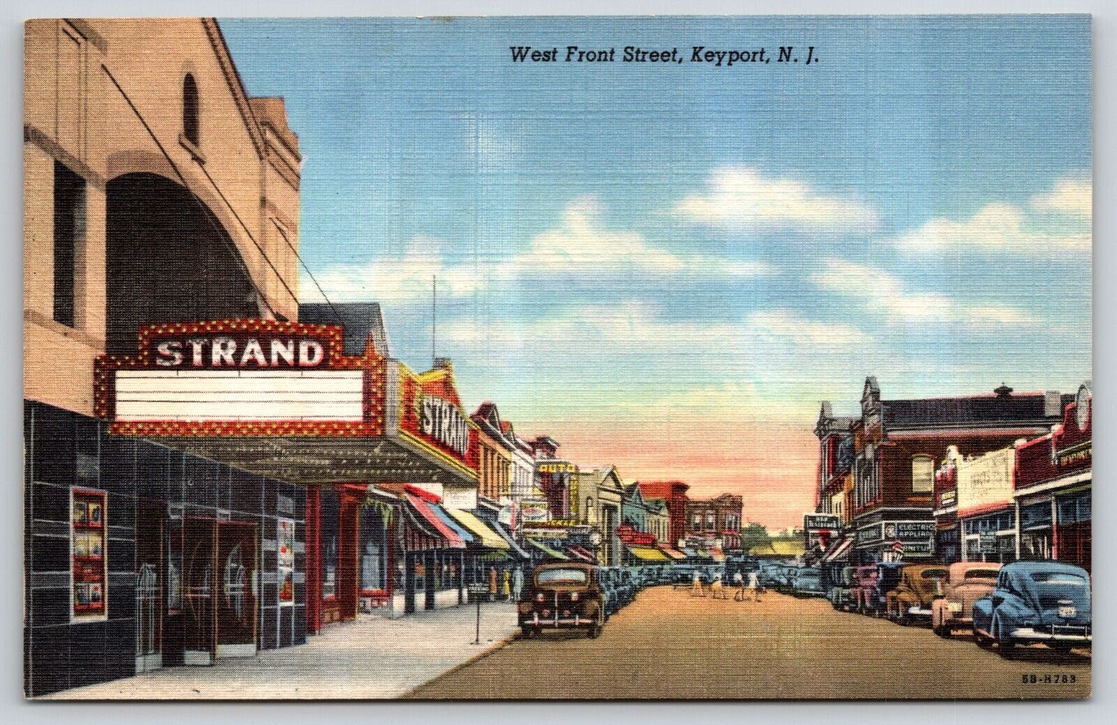 Keyport NJ New Jersey West Front Street City View Vintage Postcard