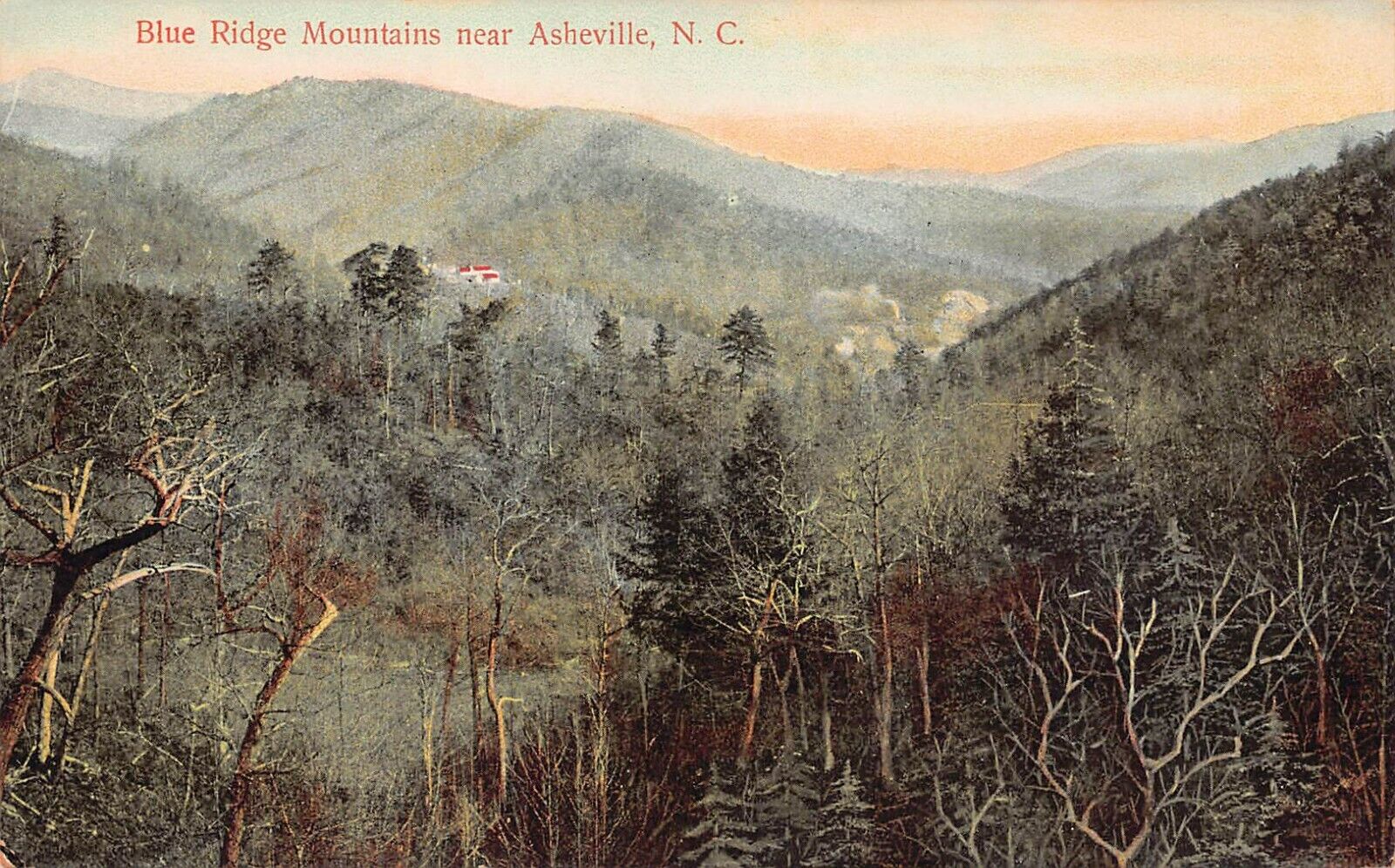 Asheville NC Biltmore House Estate Blue Ridge Mountains View Vtg Postcard W3