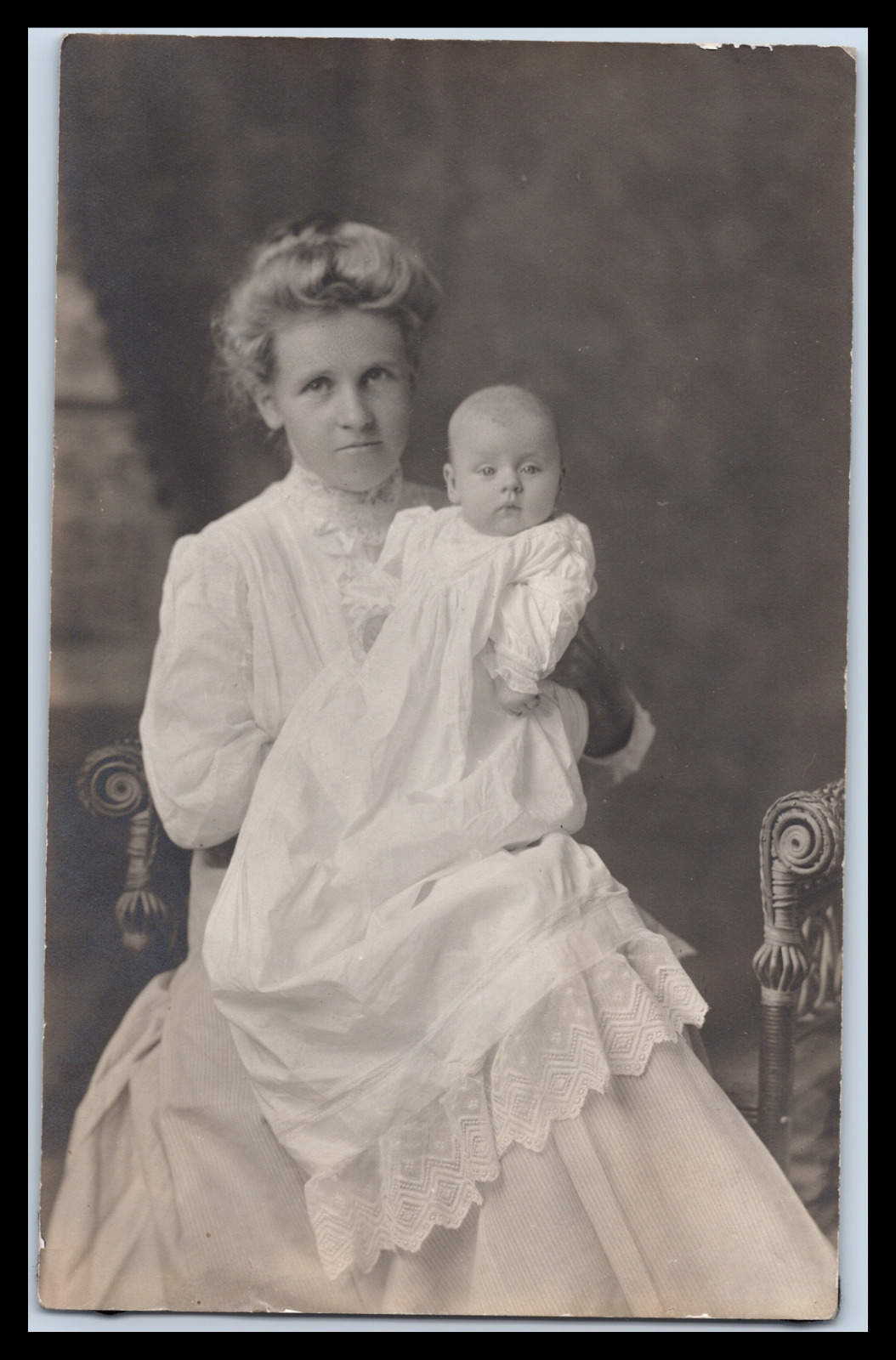 Vintage RPPC Mother and and ten week old baby Early 1900's