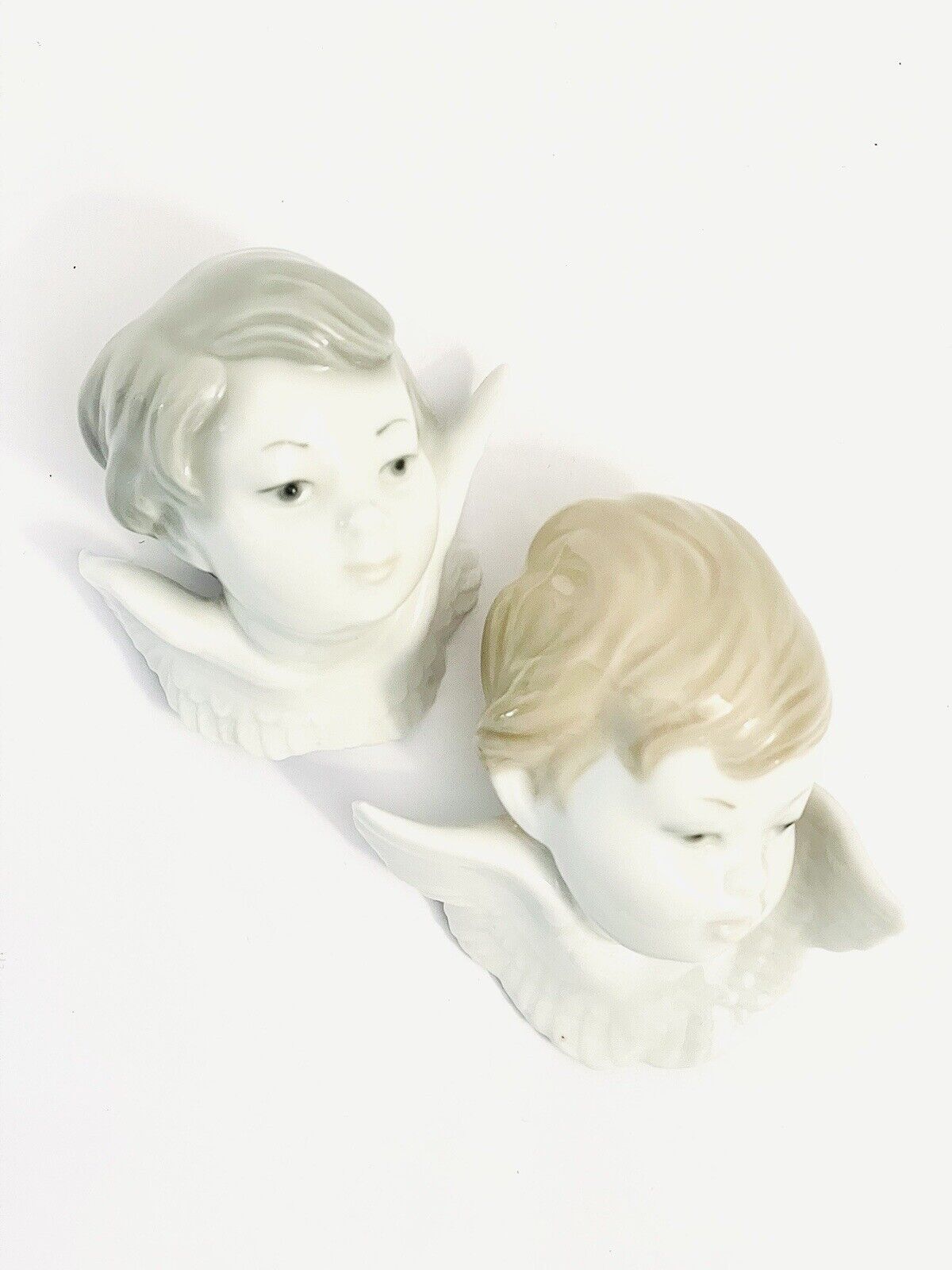 2 Lladro Figurines ANGEL CHERUB HEADS WALL MOUNT BUST Retired Mint