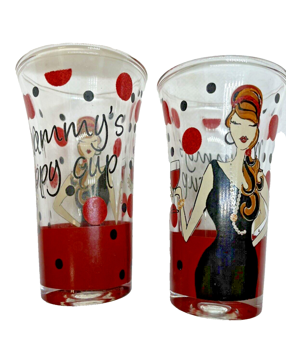 Mommy\'s Sippy Club Shot Glasses ~ Set of 2 - Glamour Mom Red Polka Dots 3.5\