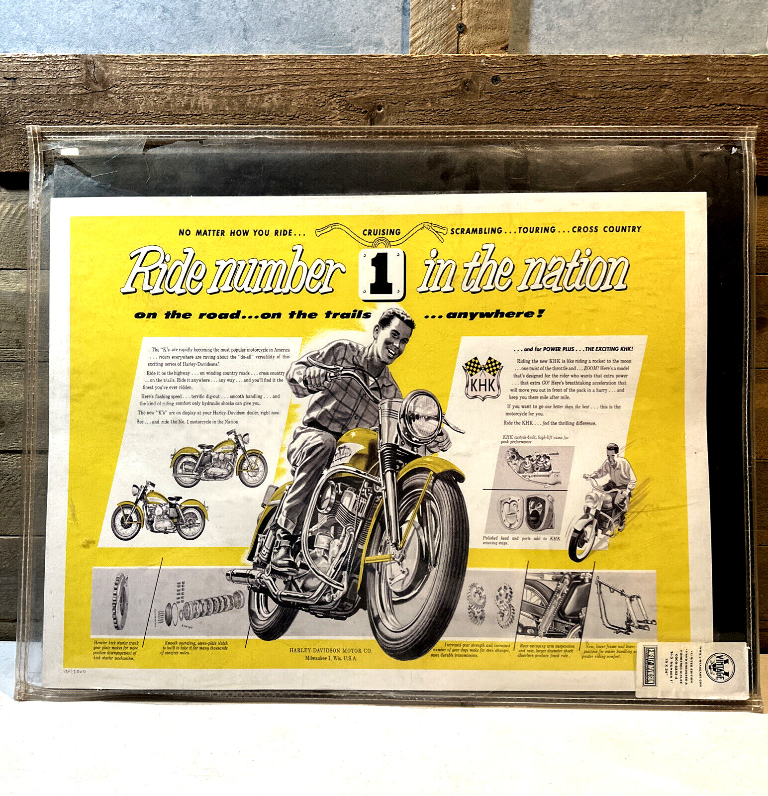Harley Davidson Archive Vintage Print H-D Number 1 Limited Edition 134/2500 COA