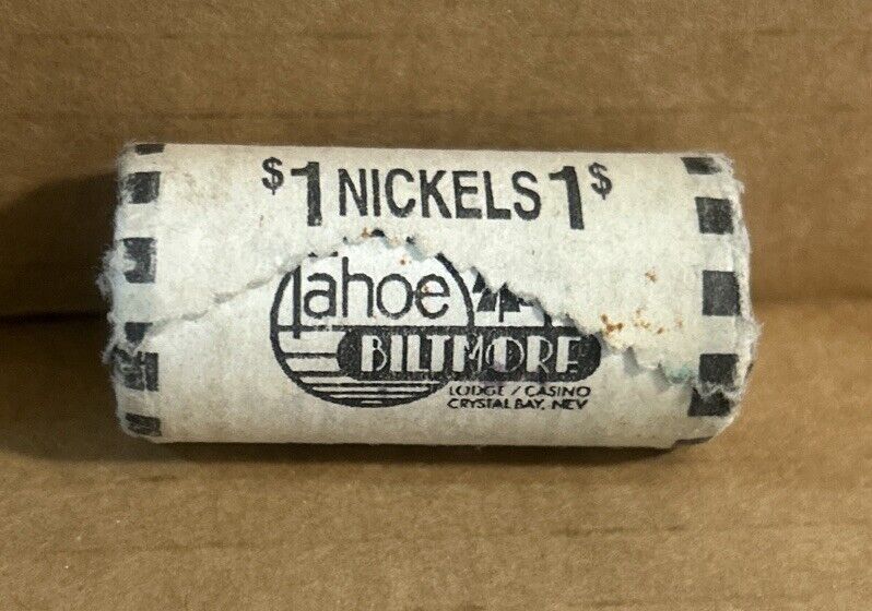 Rare  Vintage Sealed $1 Roll Of Nickels From Tahoe Biltmore Casino Nevada