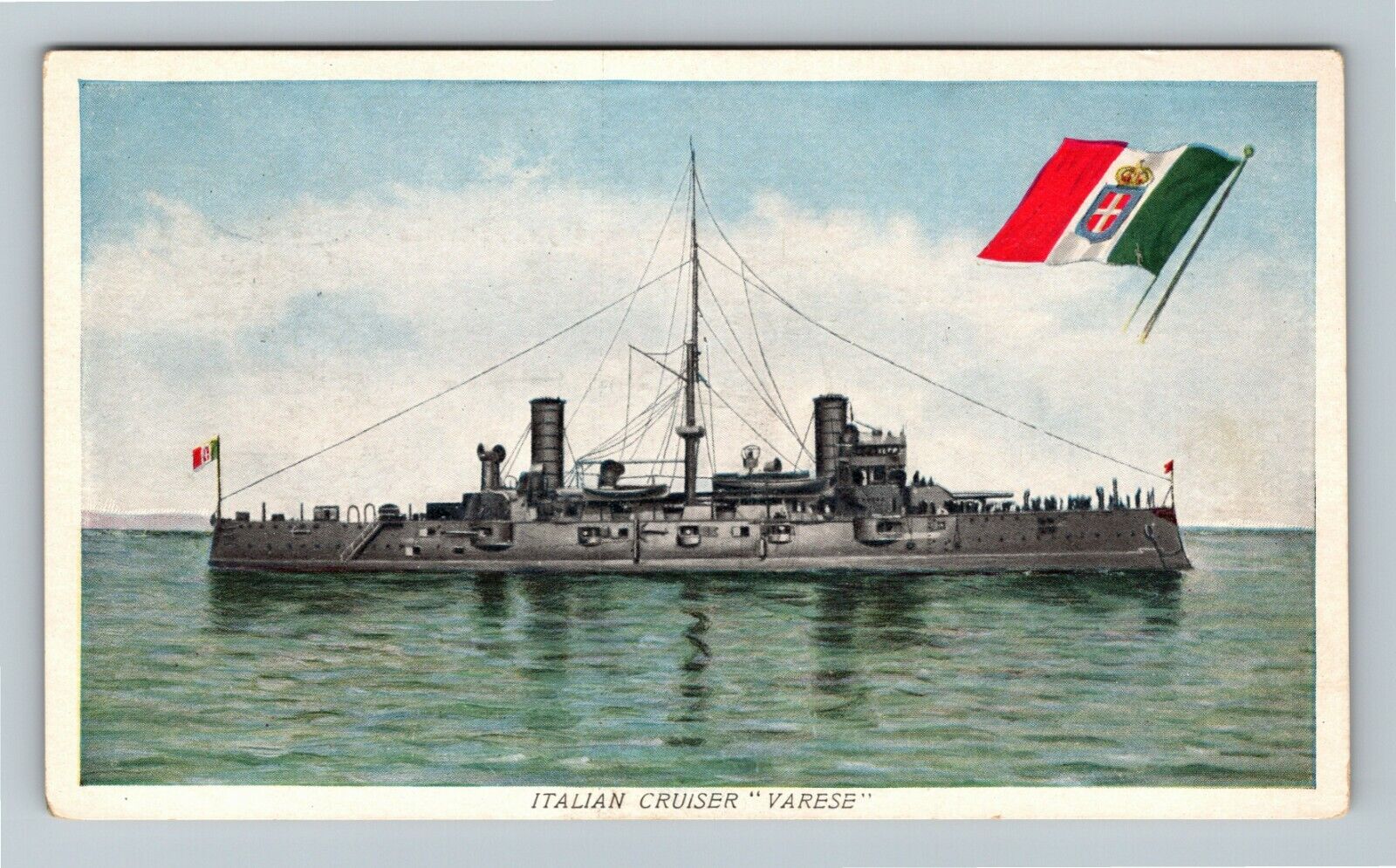 Italian Cruiser Varese c1908 Vintage Souvenir Postcard