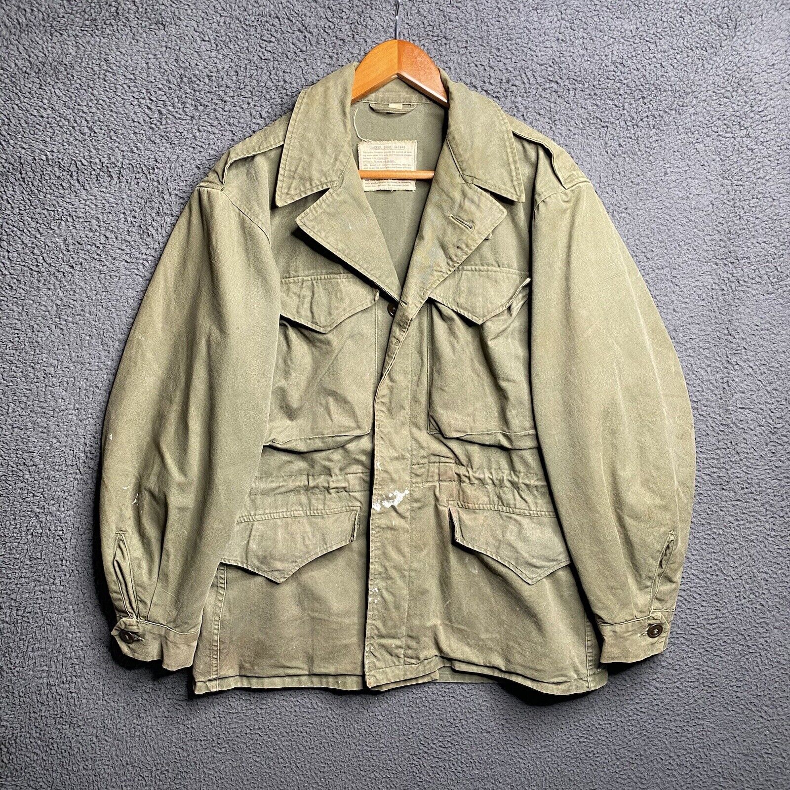 Vintage 40s WW2 M-1943 M43 Field Jacket Coat Men's Small 34R US Army Military
