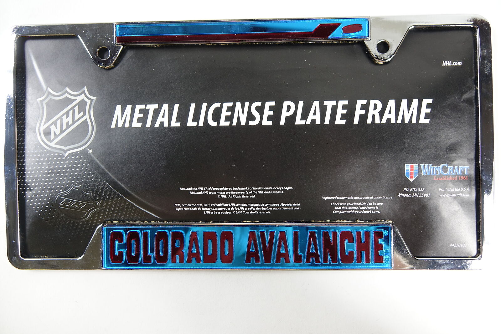NHL Colorado Avalanche Metal License Plate Frame