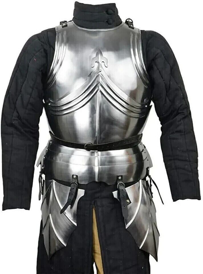 Medieval Late Gothic Armor Cuirass with Tassets Silver BEST Halloween