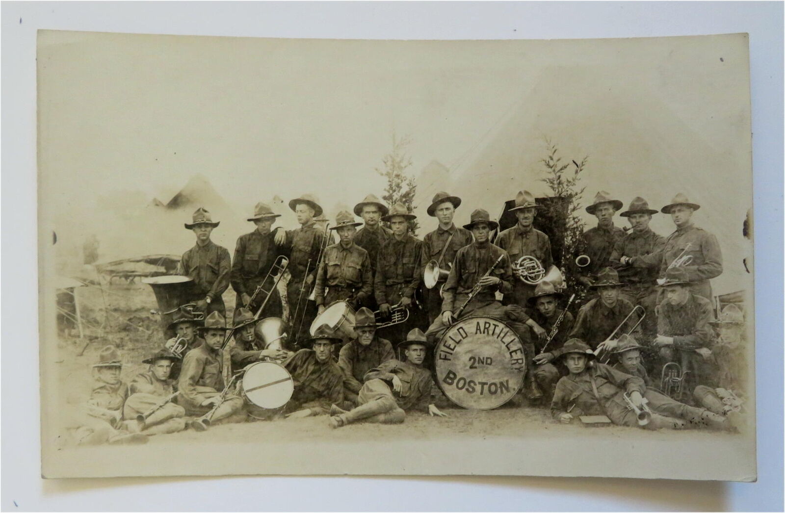 2nd Field Artillery U.S. Army Band Pyramids c. 1920 Real Photo Postcard