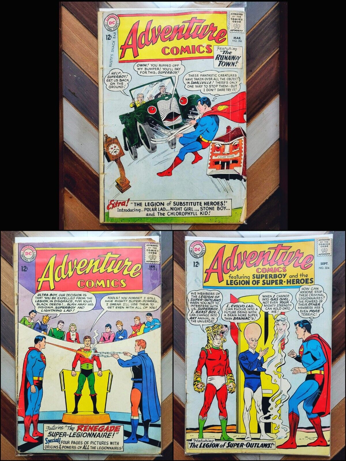 Adventure Comics #306, 316, 324 (DC 1963/64) Silver Age ft Mxyzptlk + The Legion