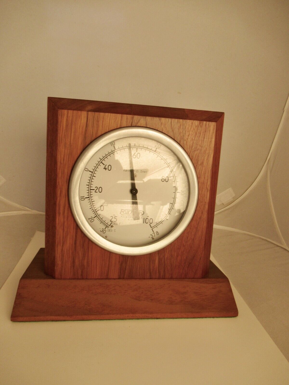 Foxboro MA 25 Year Club Indicating Thermometer wood cased MCM Fahrenheit Celsius