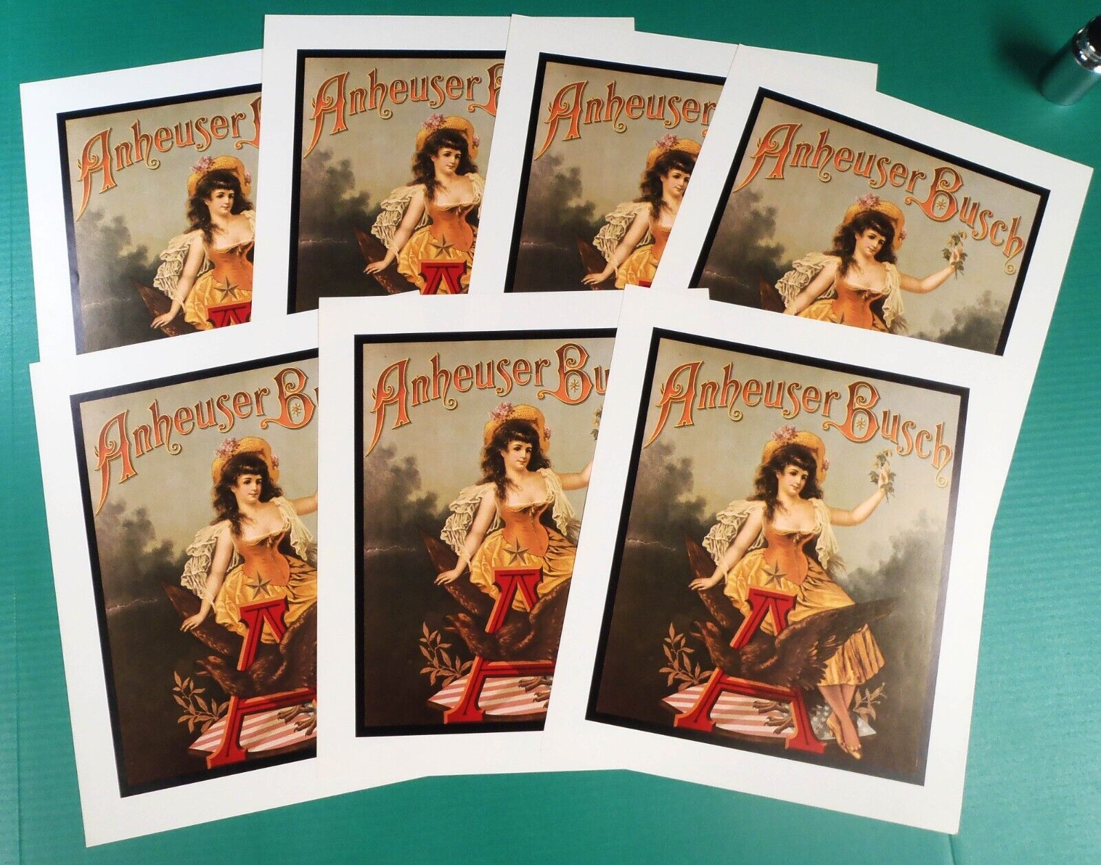 ANHEUSER-BUSCH Victorian BUDWEISER GIRL 11x13 (7) Beer Party Posters Sexy Pinup 