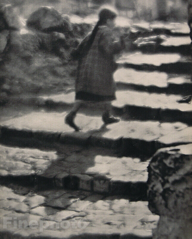 1931 Vintage MARTIN MUNKACSI Little Girl Climbing Stairs Photo Gravure Art 16X20