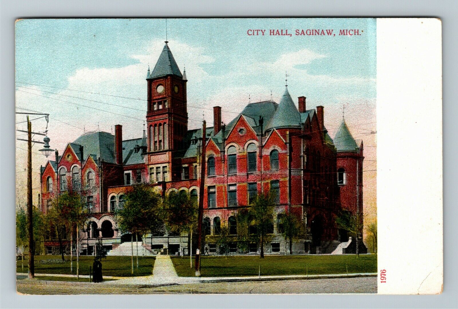 Saginaw MI-Michigan, City Hall Vintage Souvenir Postcard