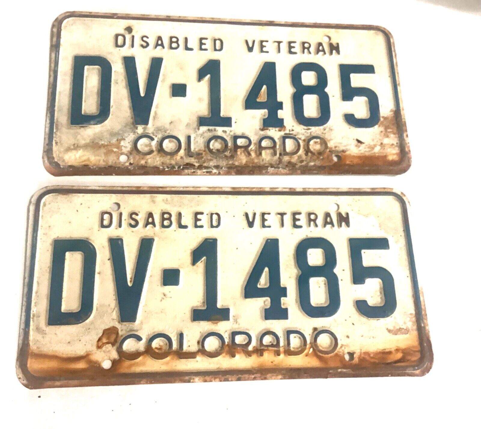 1970's Colorado License Plate Disabled Veteran Matching Pair