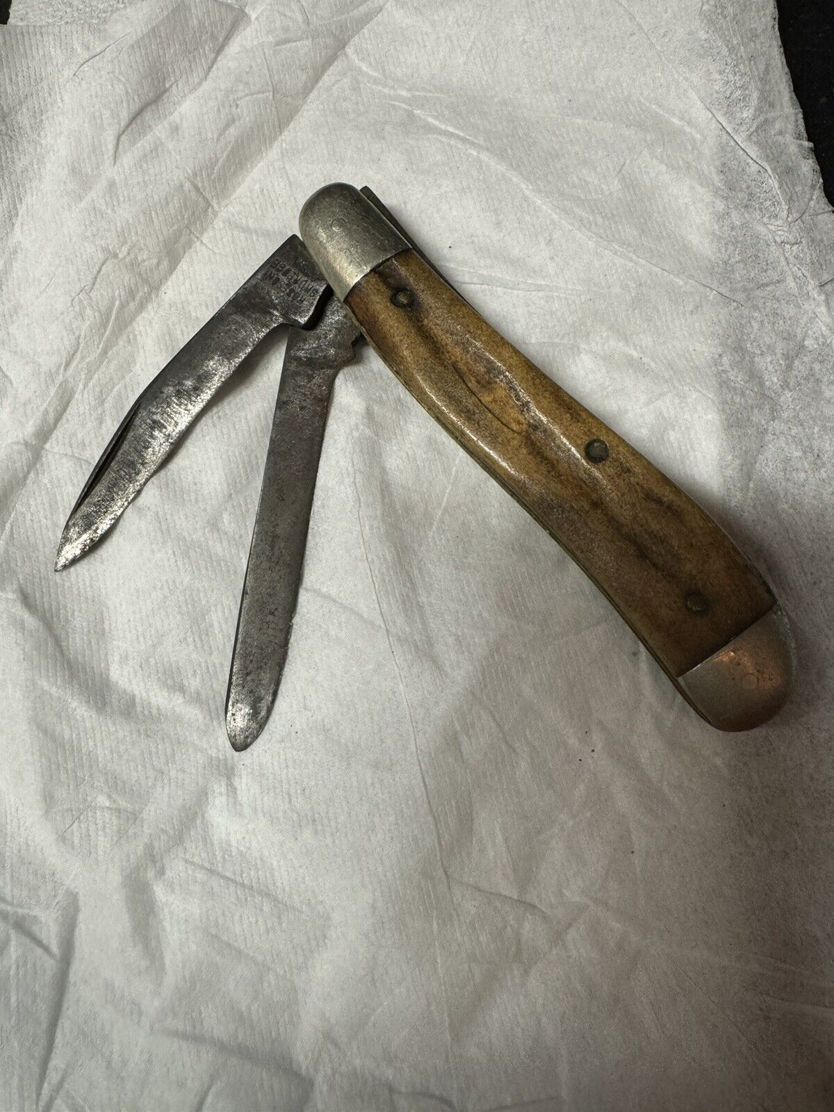 RARE Vintage Ant 1930s Robeson Shuredge Wood Handle 2 Blade Folding Pocket Knife
