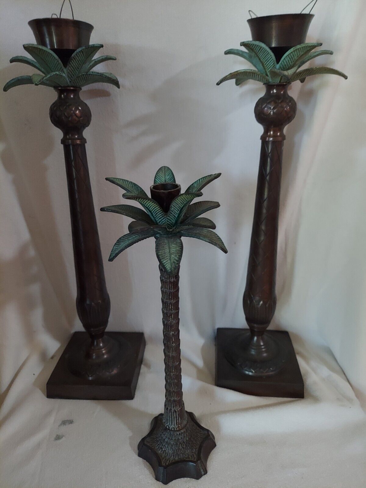 Palm Tree Candlesticks Set Of 3