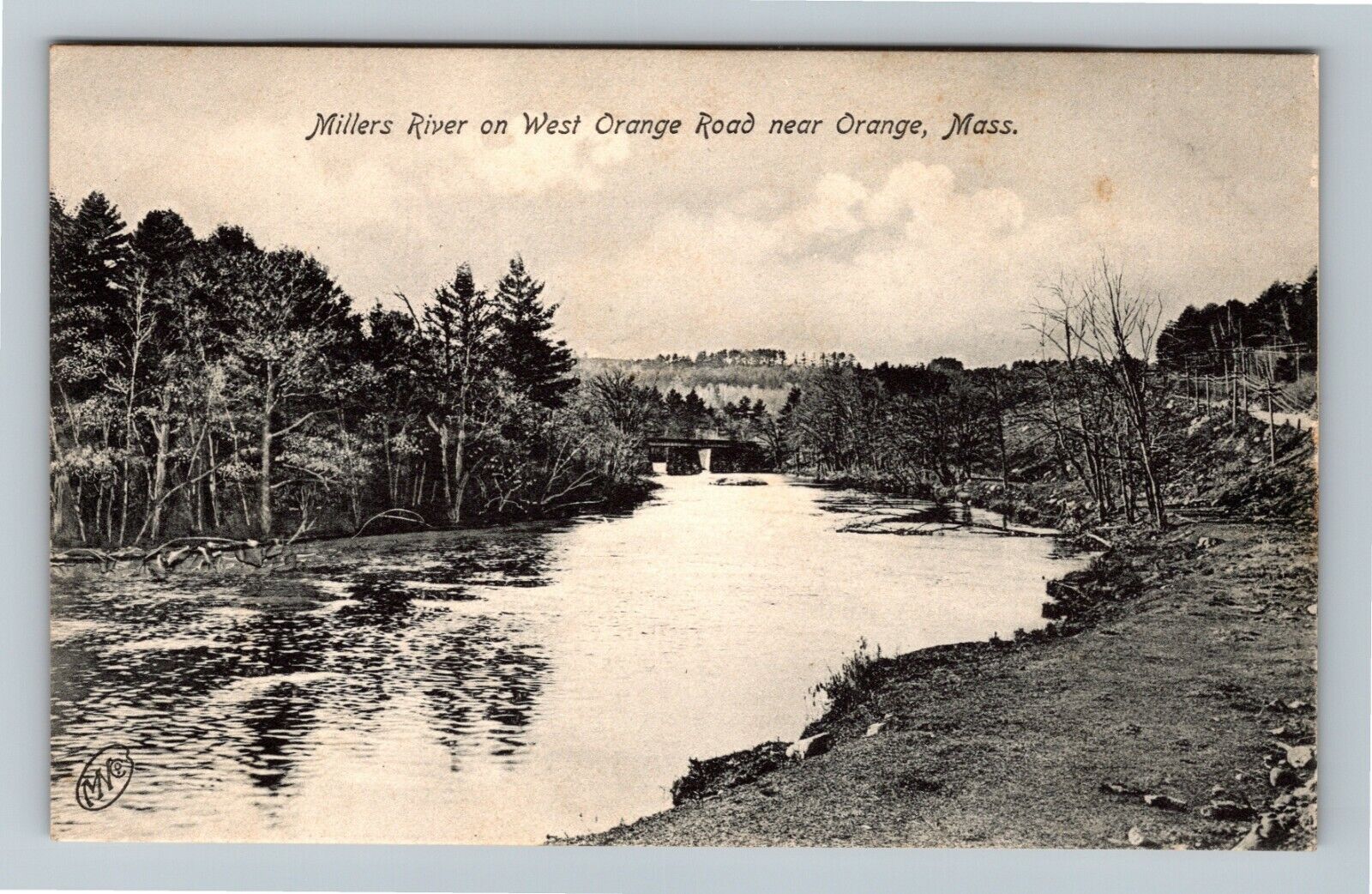 Orange MA, Millers River on West Orange Road, Vintage Massachusetts Postcard
