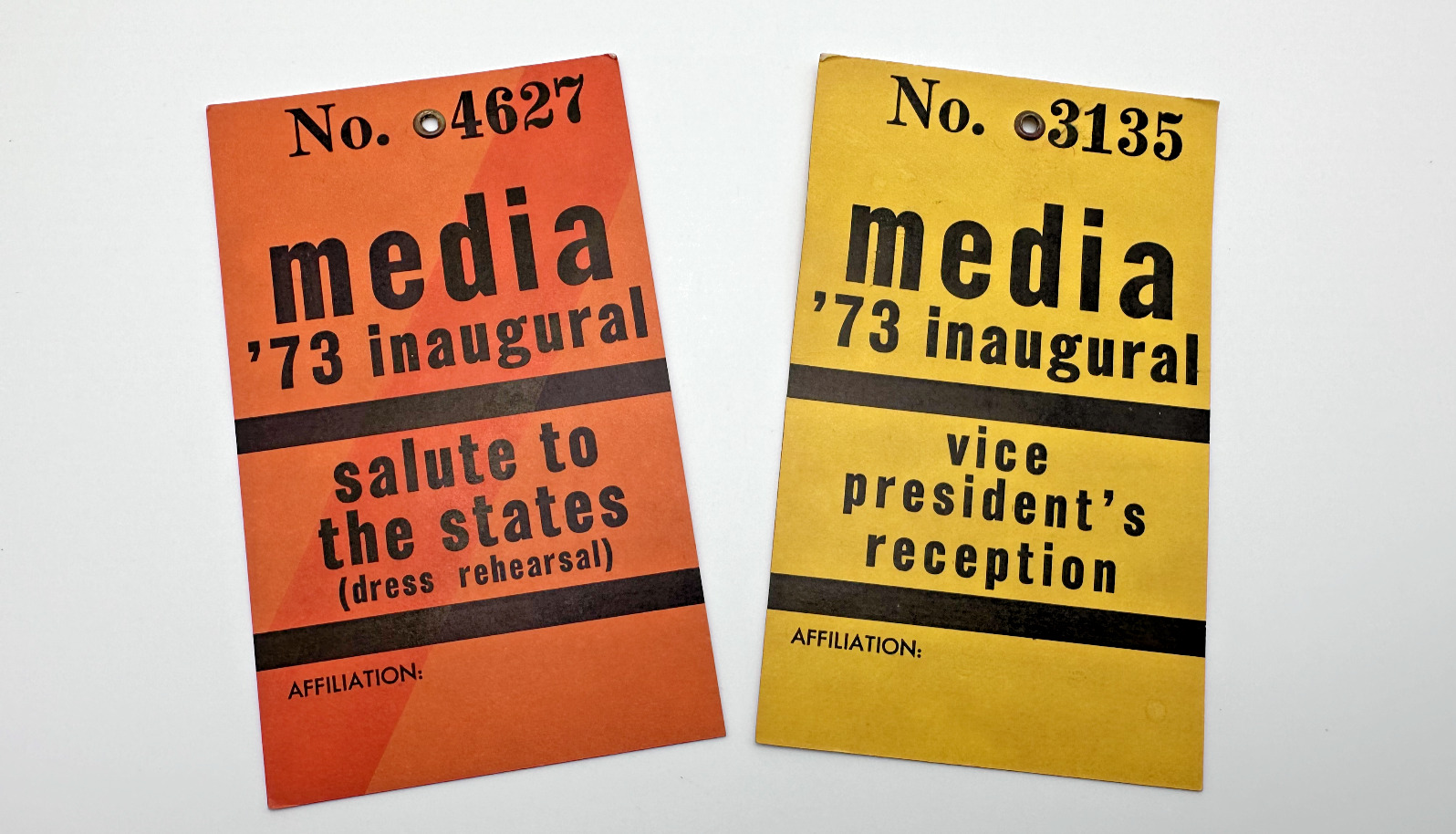 1973 PRESIDENT NIXON INAUGURATION MEDIA CREDENTIAL PASSES - TWO - A72