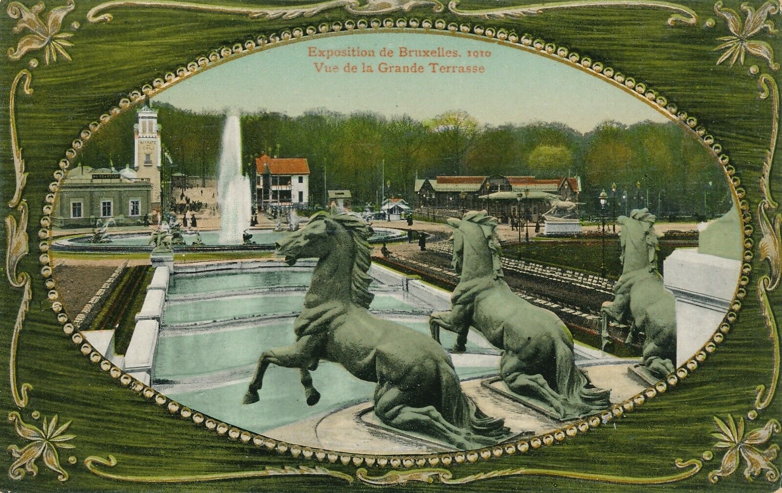 1910 Bruxelles Exposition Vue de la Grande Terrasse Brussels