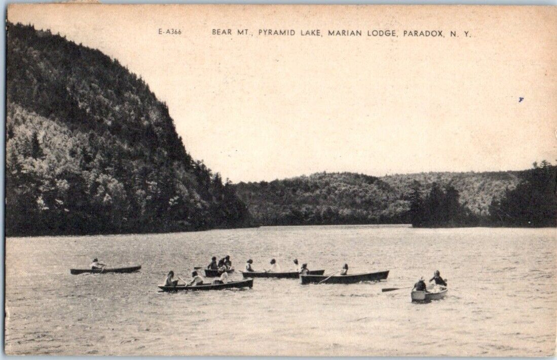 1951 Bear Mt. Pyramid Lake Marian Lodge Paradox NY Postcard