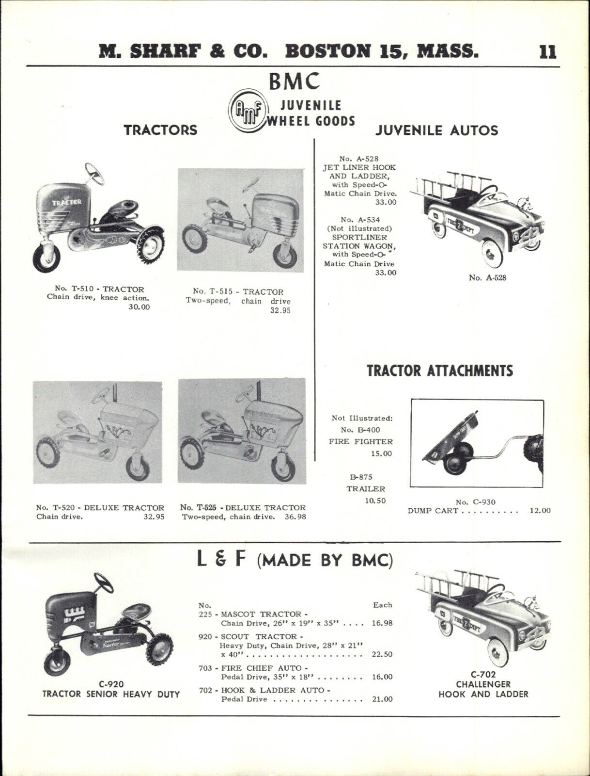 1955 PAPER AD BMC Toy Pedal Car Farm Tractor Revell Cadillac Model Airplanes 