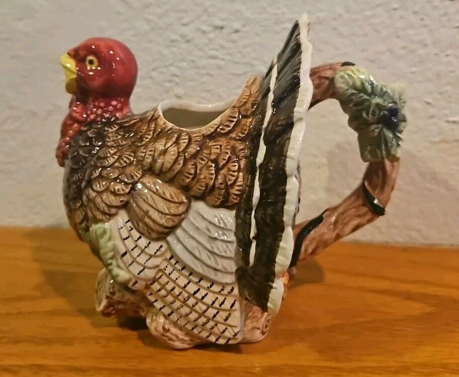 Vtg  FITZ FLOYD Omnibus Ceramic Turkey Creamer Pitcher  Thanksgiving AS IS 1994