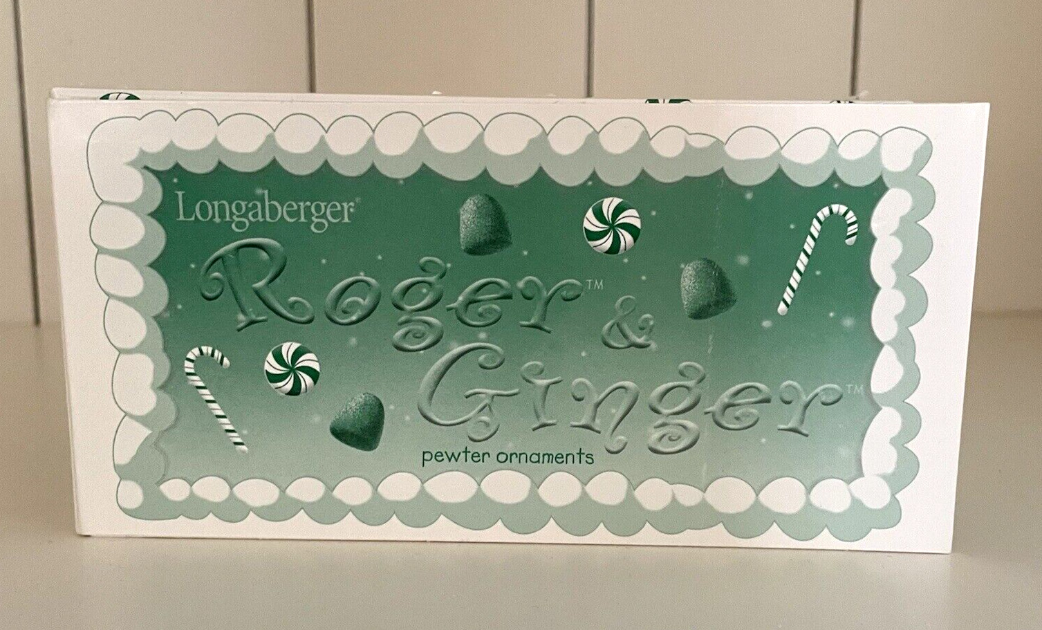 Longaberger Roger & Ginger Pewter Gingerbread Men Christmas Ornaments NOS