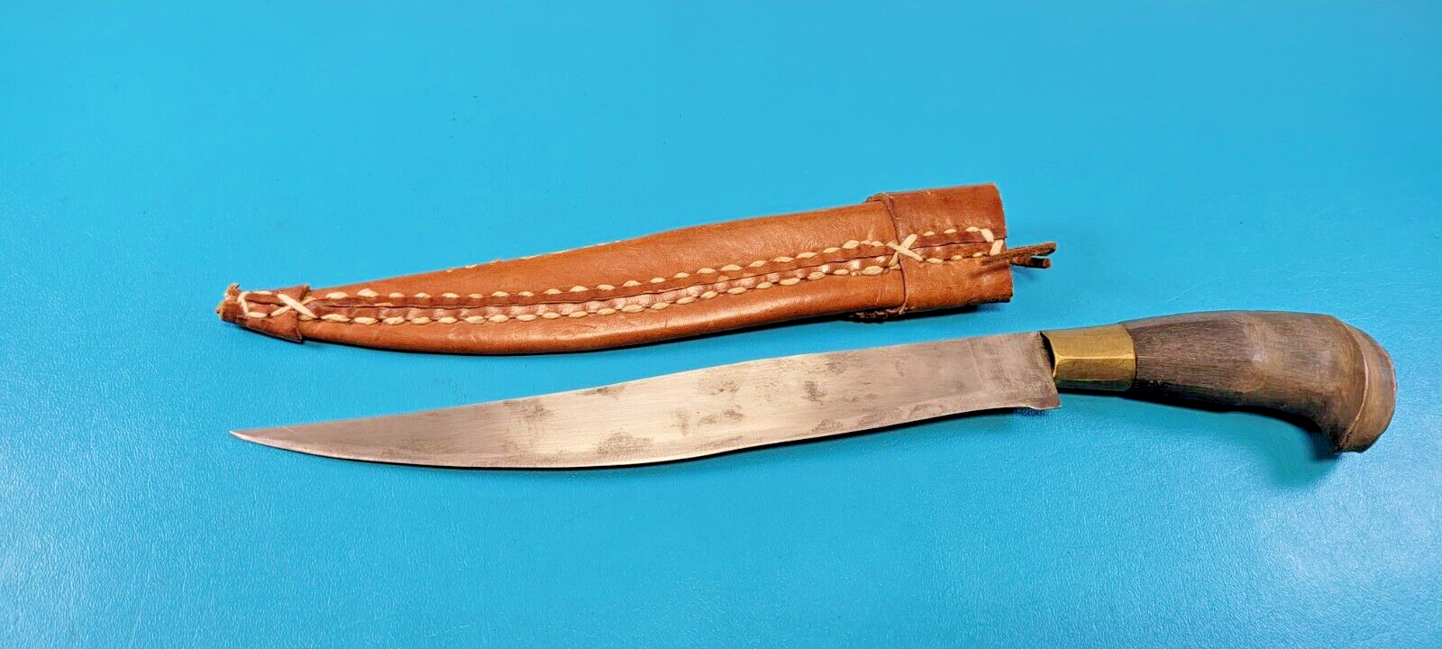 Vintage Philippines Dagger Knife + Leather Sheath