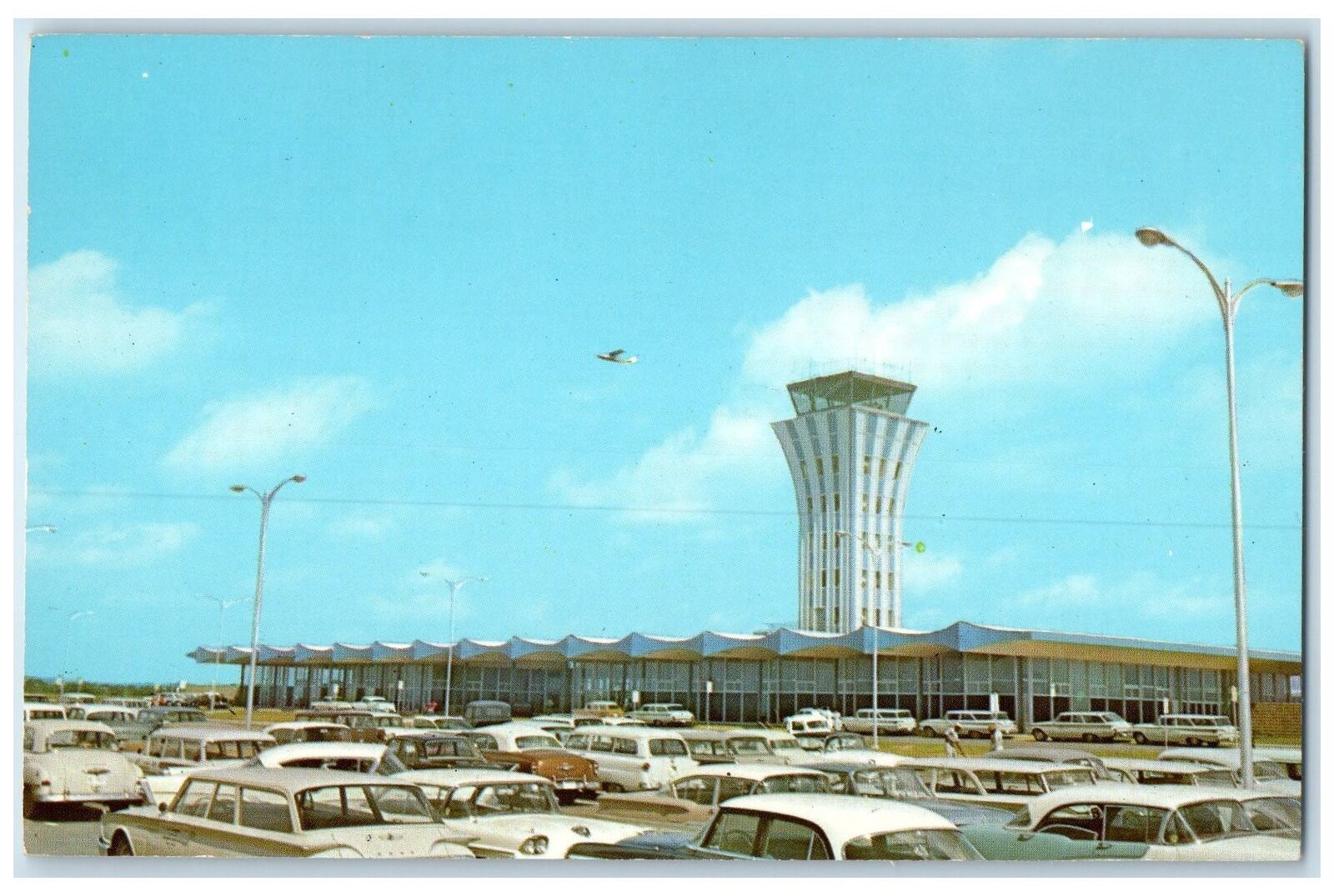 c1950's Beautiful Robert Mueller Airport Control Tower Austin Texas TX Postcard