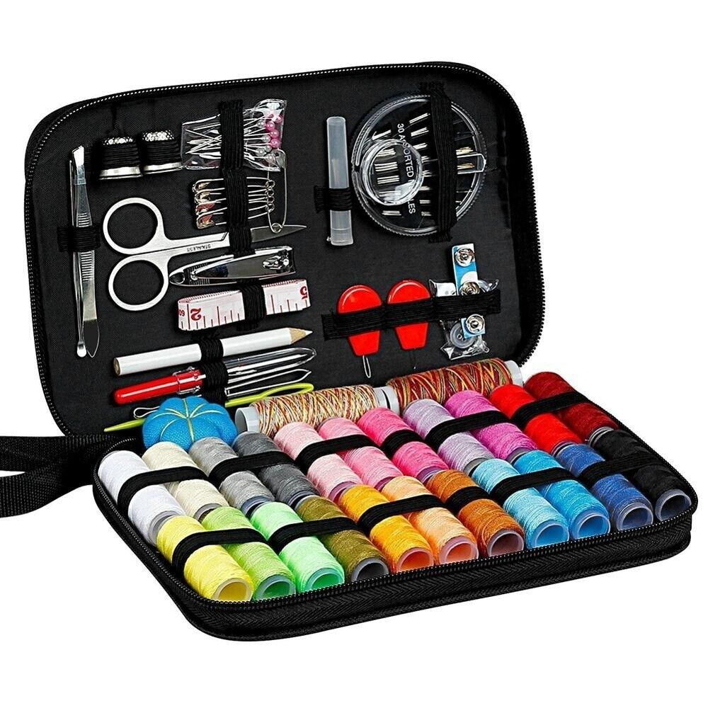 200pcs Needle Scissor Sewing Kit Set Thimble Thread Travel Emergency Storage Bag