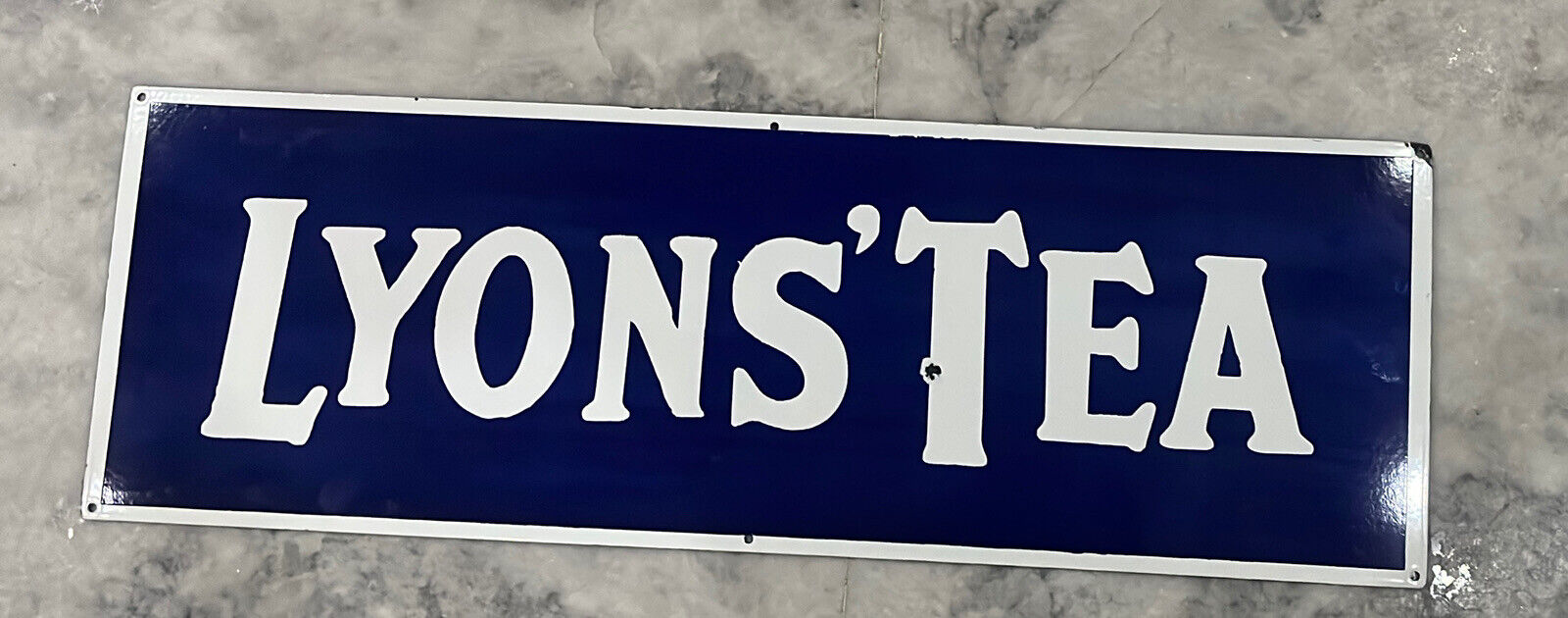 VINTAGE LYONS TEA GRAPHIC PORCELAIN SIGN BOARD GENUINE 36 INCHES