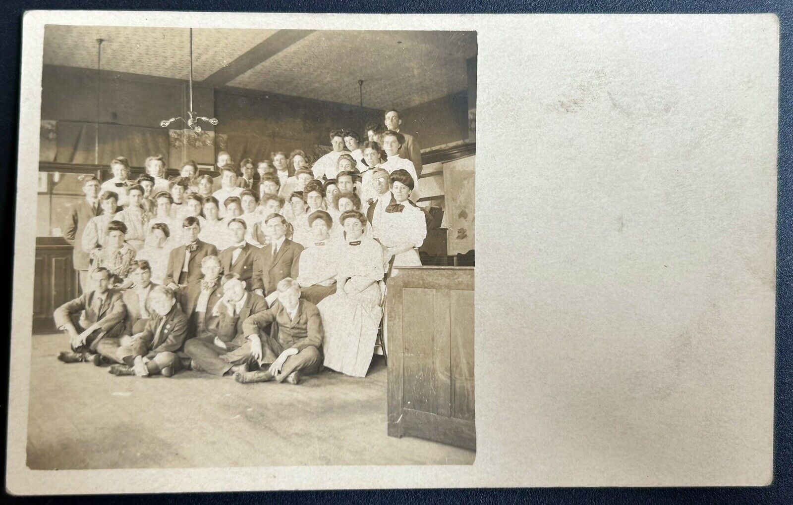 Large Group Photo. 1907-1909 Real Photo Postcard. RPPC.