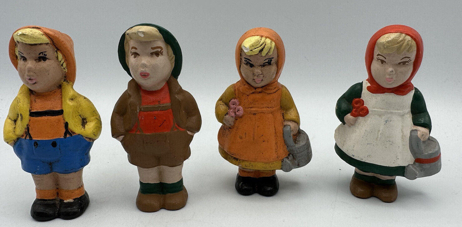 Lot Of Four 2.5” Ceramic Figurines Vintage 