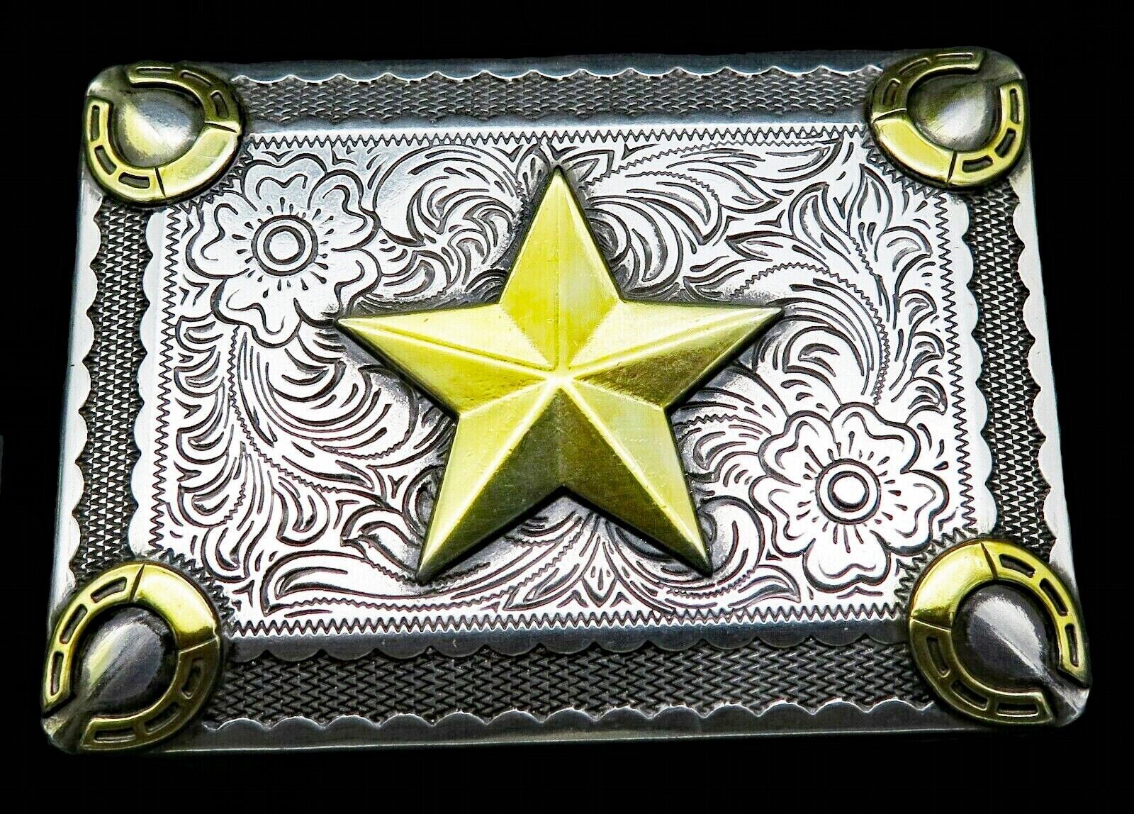 Lucky Star Horseshoe Cowboy Cowgirl Western Wear Ivan Belt Buckle