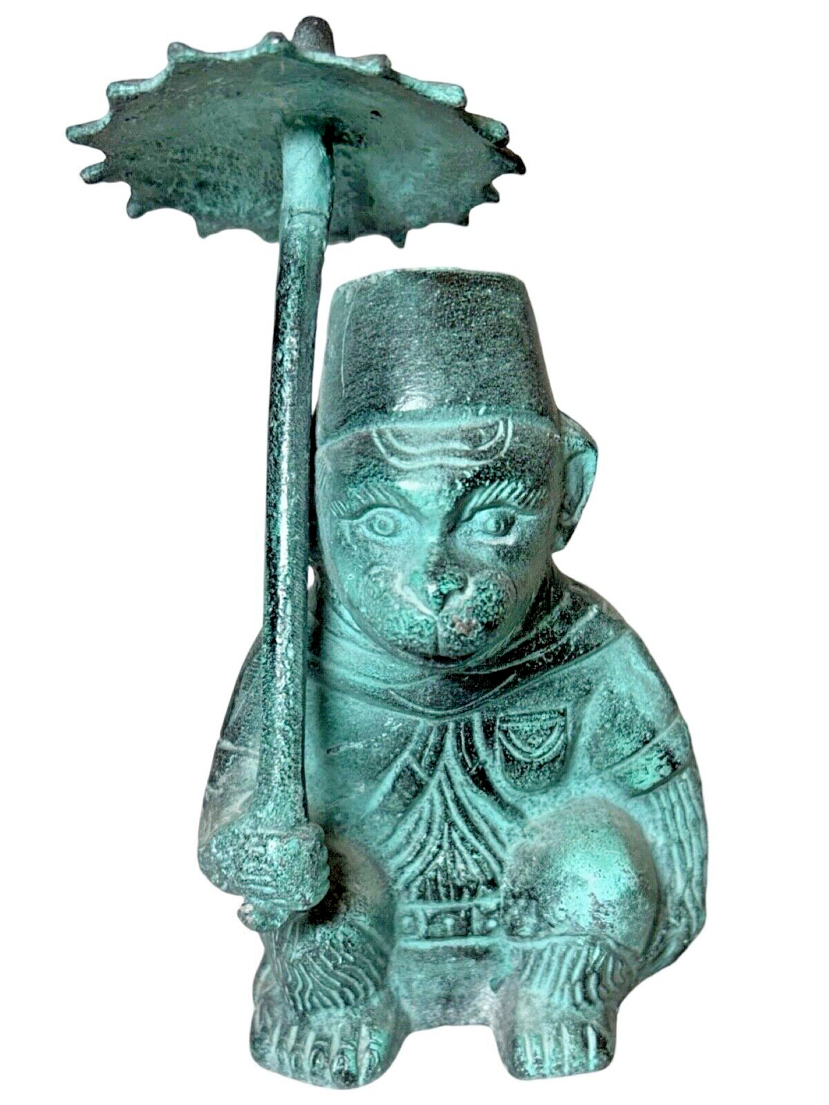 1920's/30's Moroccan Style Bronze Monkey with a Fez & Parasol