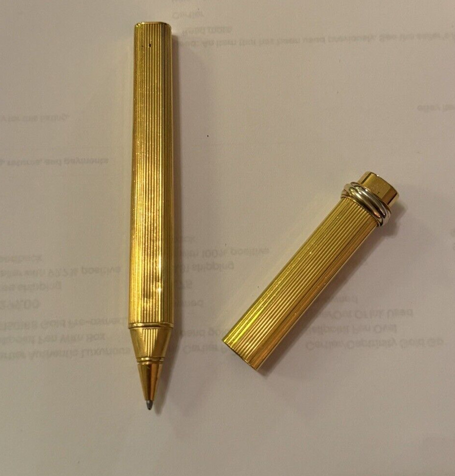 Cartier / Cap Type Trinity Gold GP  Ballpoint Pen Oval - Out of Ink