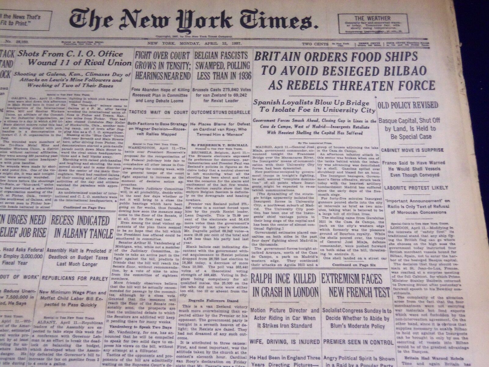 1937 APR 12 NEW YORK TIMES - BRITAIN ORDERS FOOD SHIPS TO AVOID BILBAO - NT 2782