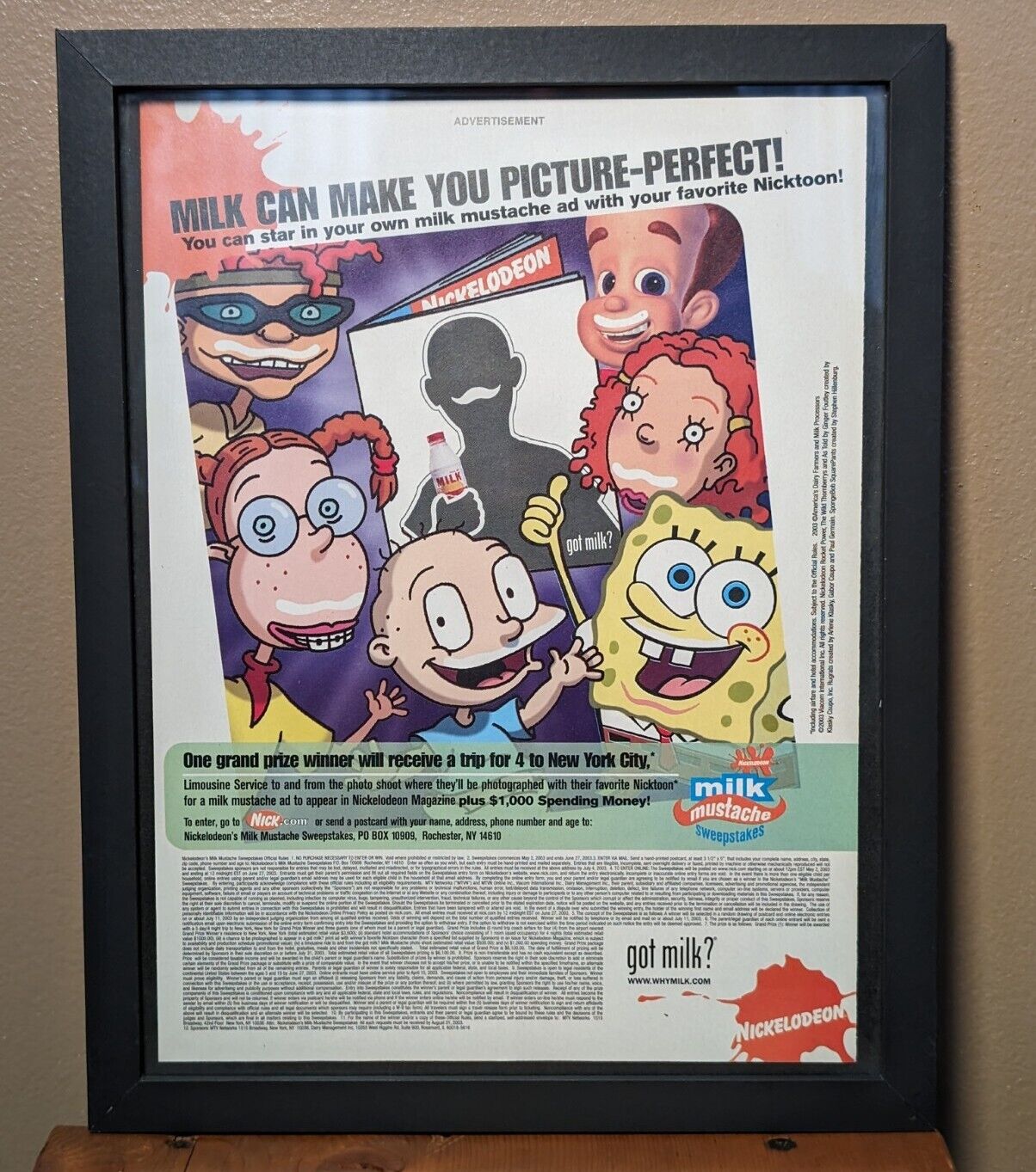 Nickelodeon Got Milk? Promo Ad Print Poster 6.5/10in