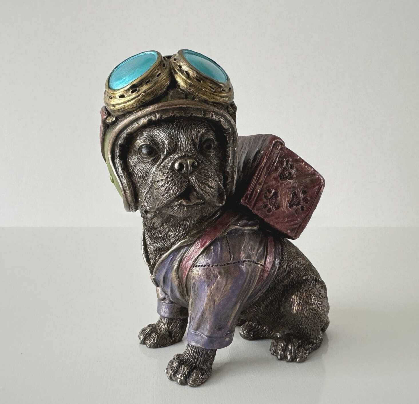 Adorable French Bulldog Figurine - Steampunk Aviator Delivery Carrier
