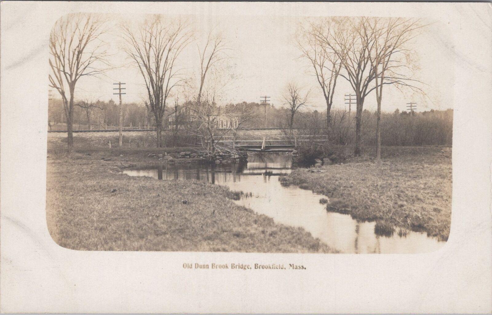 Old Dunn Brook Bridge Brookfield Massachusetts RPPC c1900s Photo Postcard