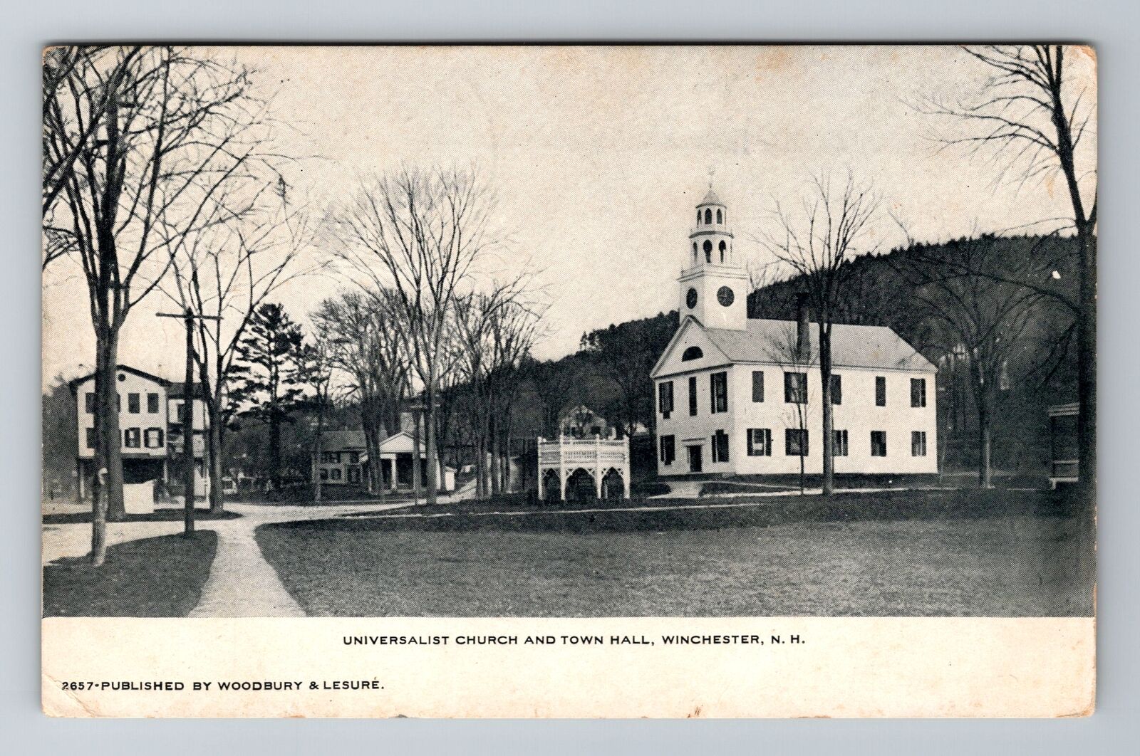 Winchester NH-New Hampshire Universalist Church Town Hall Vintage c1911 Postcard