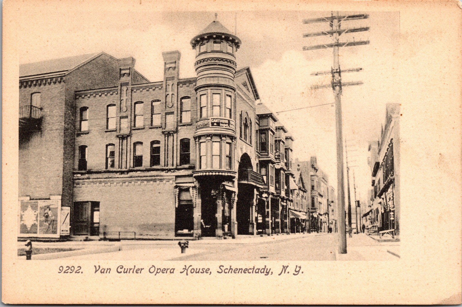 Vintage C 1906 Street View Van Curler Opera House Schenectady New York  Postcard