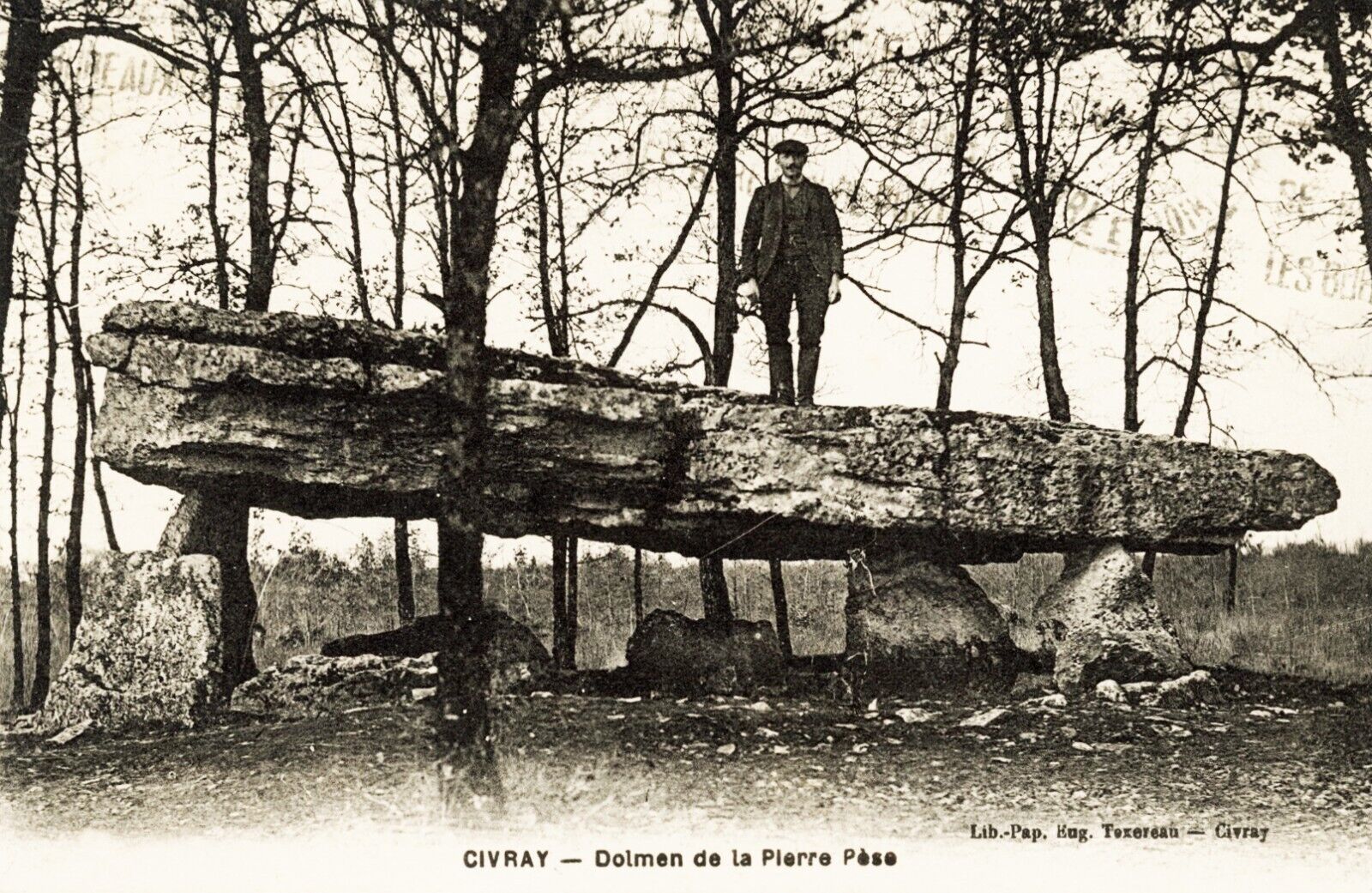 A megalith- Dolmen dit La Pierre Pèse. Vintage fine art postcard.