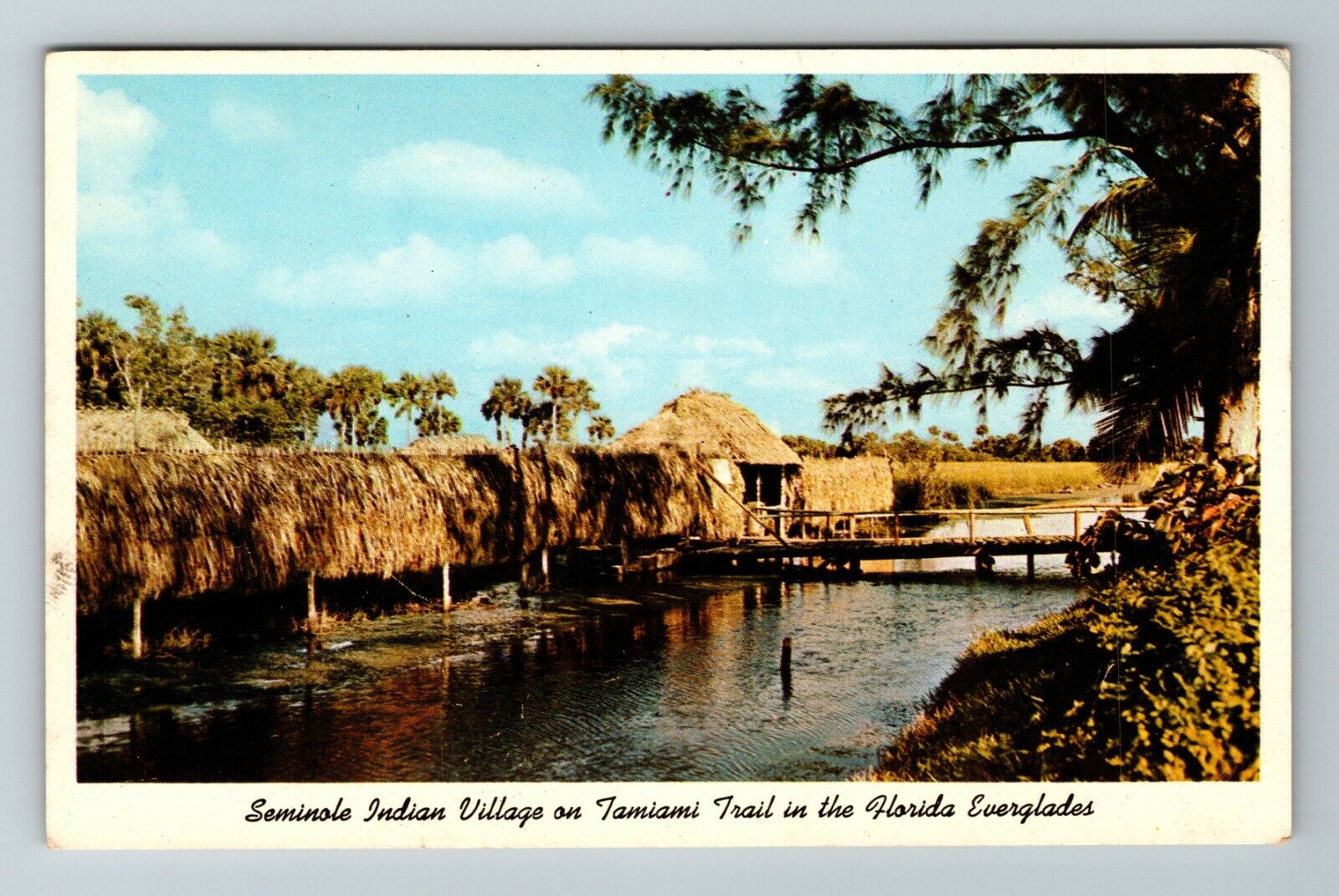 Everglades FL-Florida, Village On Tamiami Trail, Water, Vintage Postcard