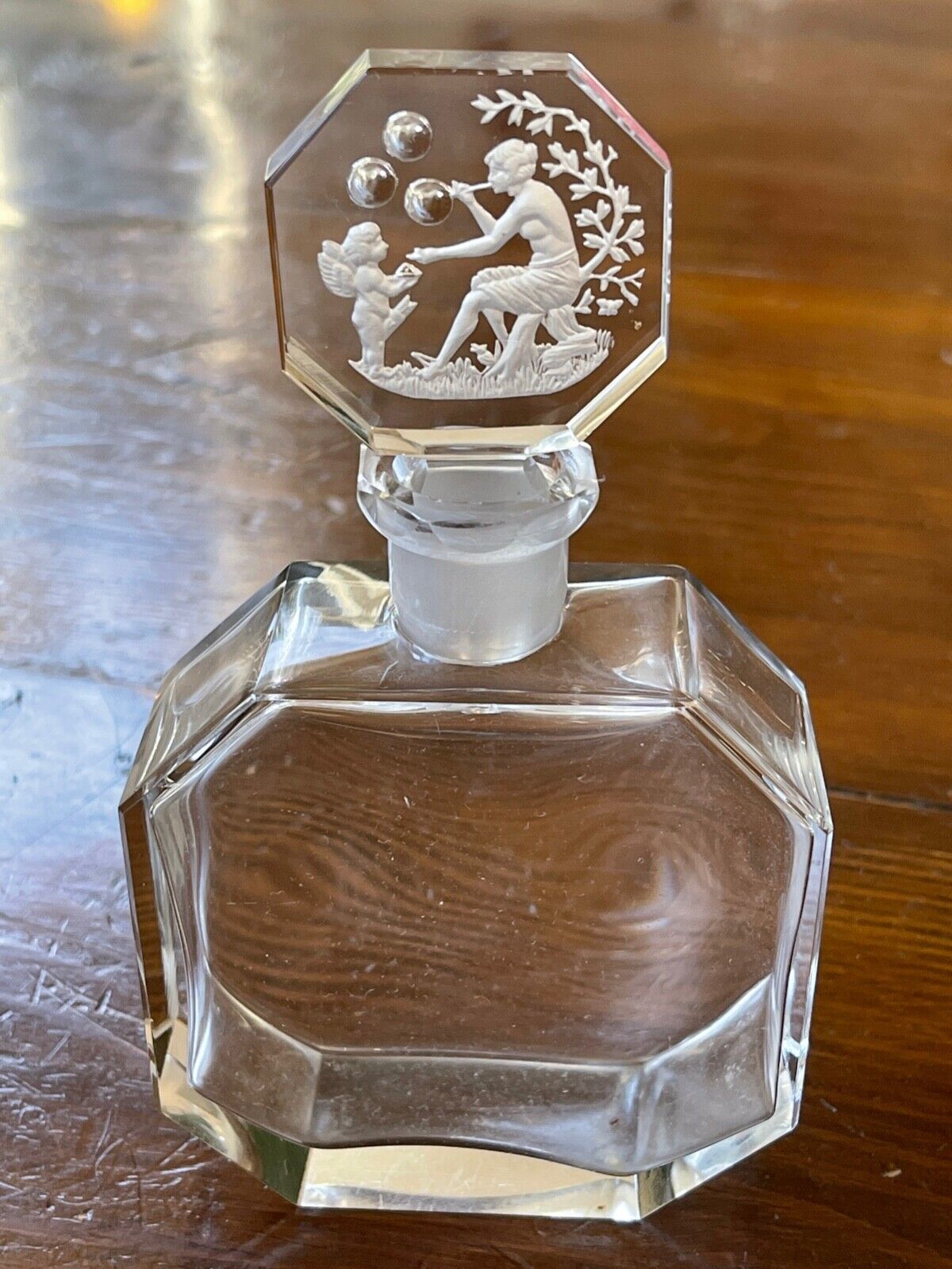Antique Heinrich Hoffman Perfume Bottle Intaglio Cut Glass Art Deco YY172