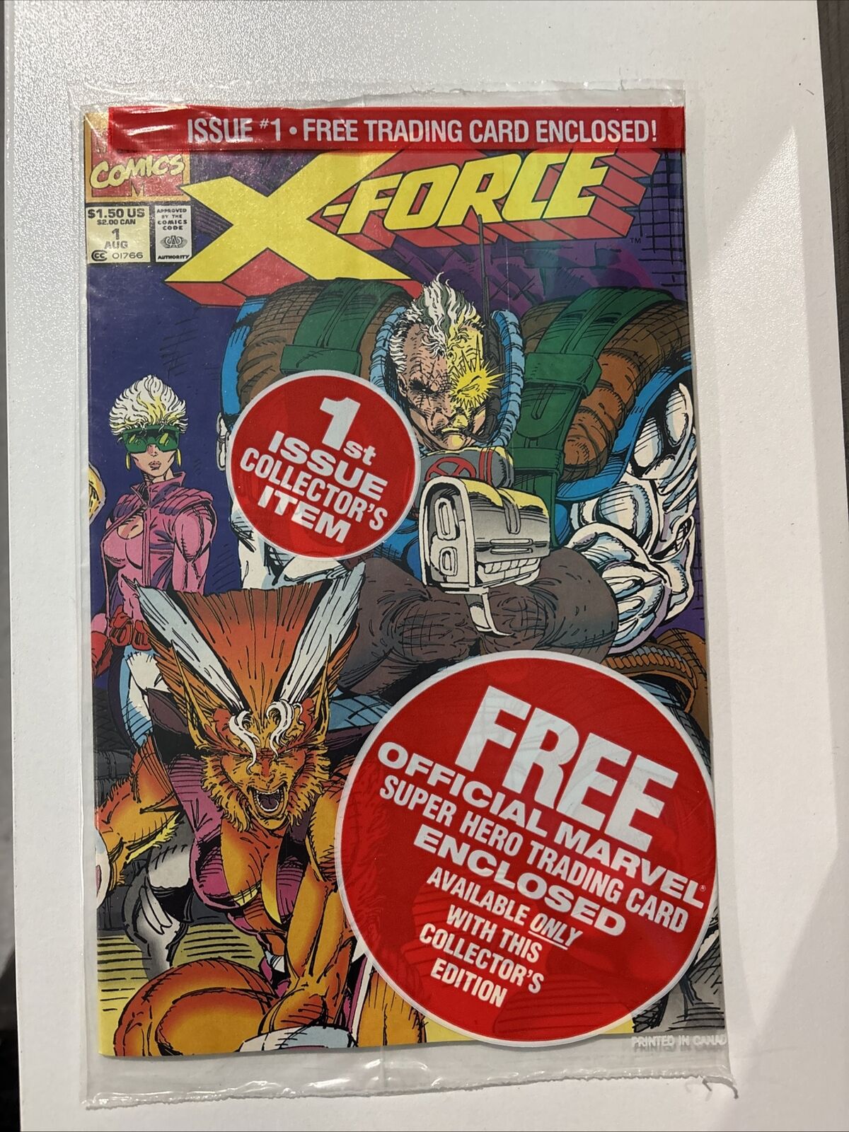 X-Force # 1 NM  SEALED Poly Bag Marvel Comic Book DEADPOOL CARD